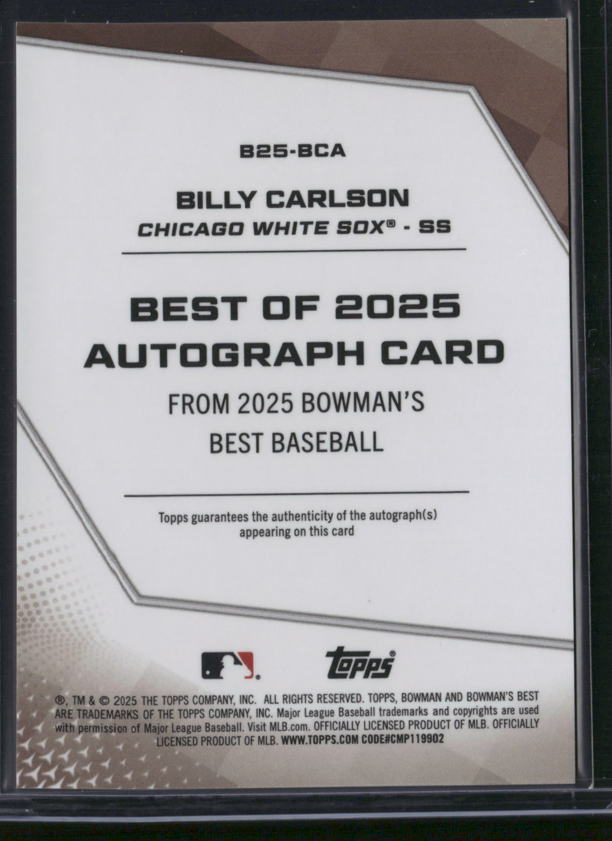 Billy Carlson 2025 Bowman's Best #B25-BCA