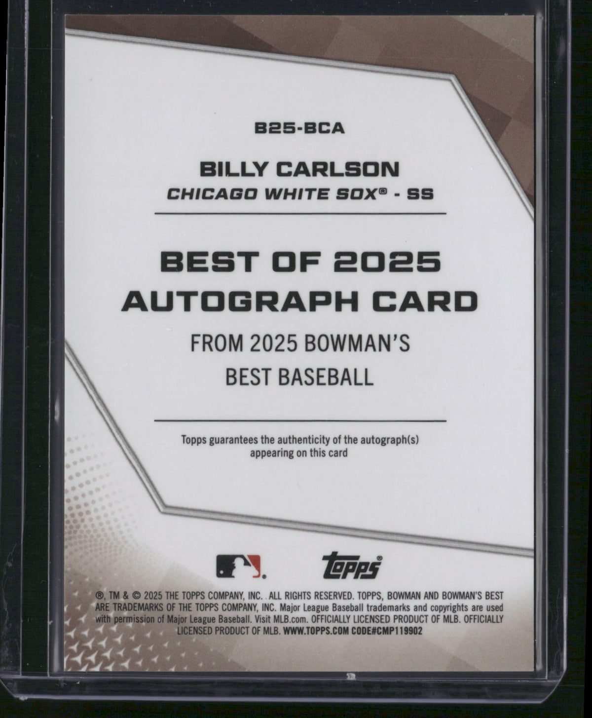 Billy Carlson 2025 Bowman's Best #B25-BCA