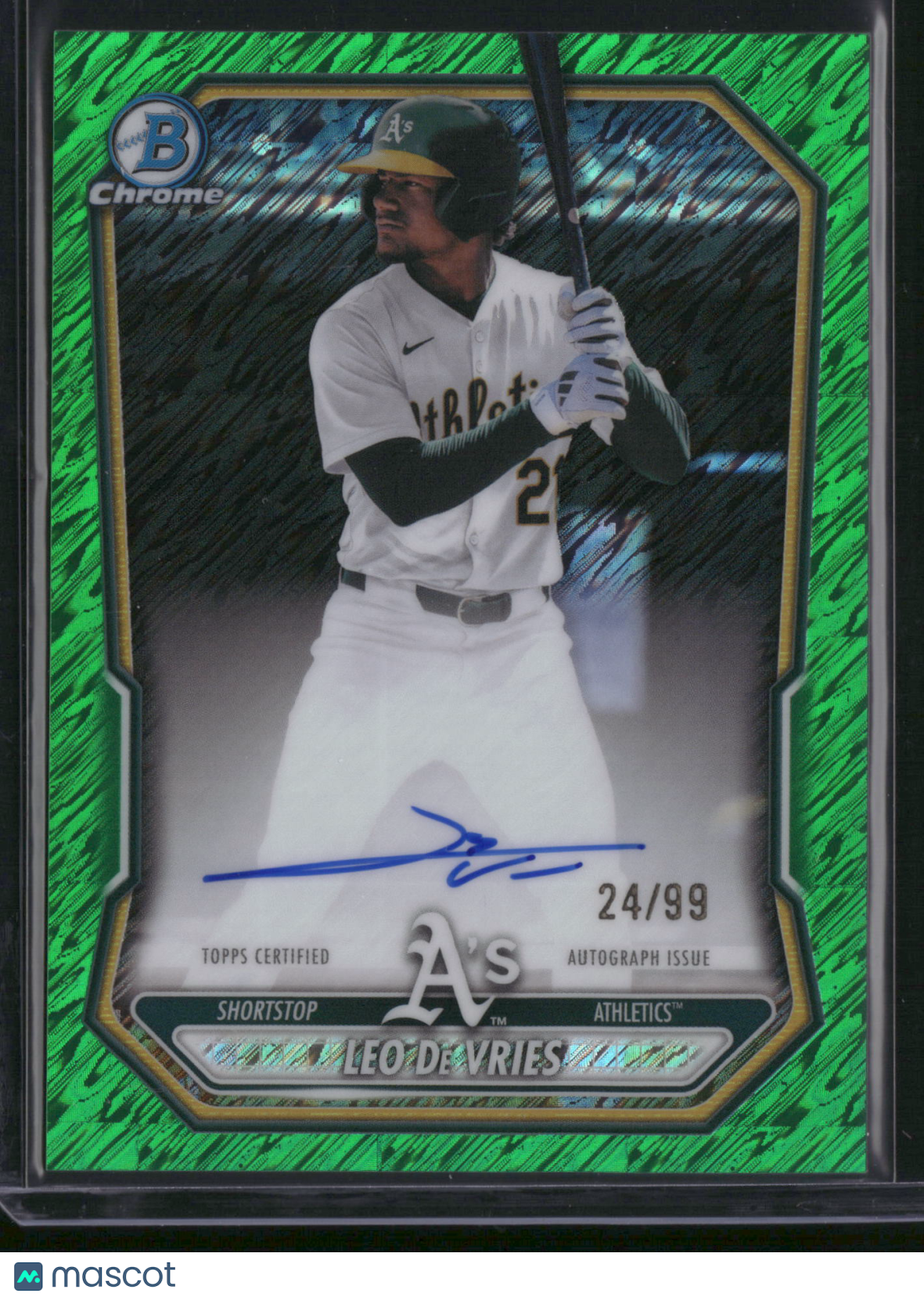 Leo De Vries 2025 Topps Bowman Chrome #CPA-LDE Green Shimmer Refractor /99