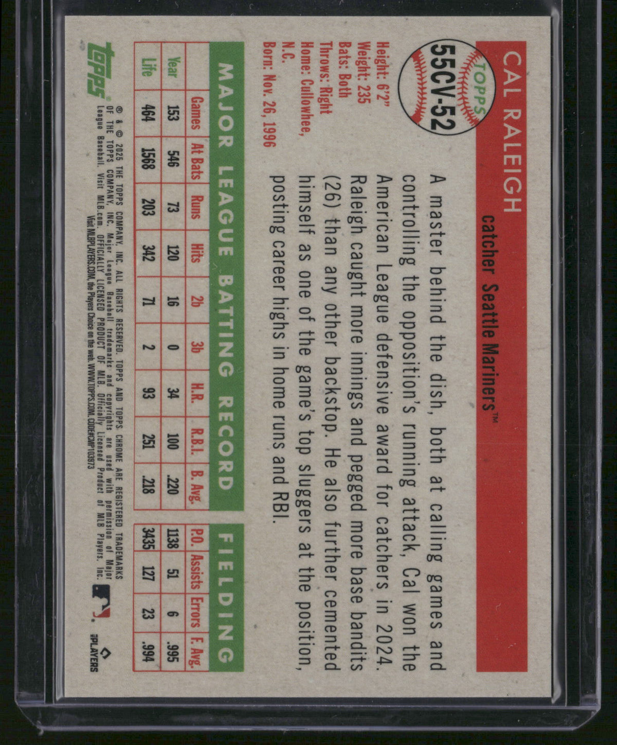 Cal Raleigh 2025 Topps Chrome #55CV-52