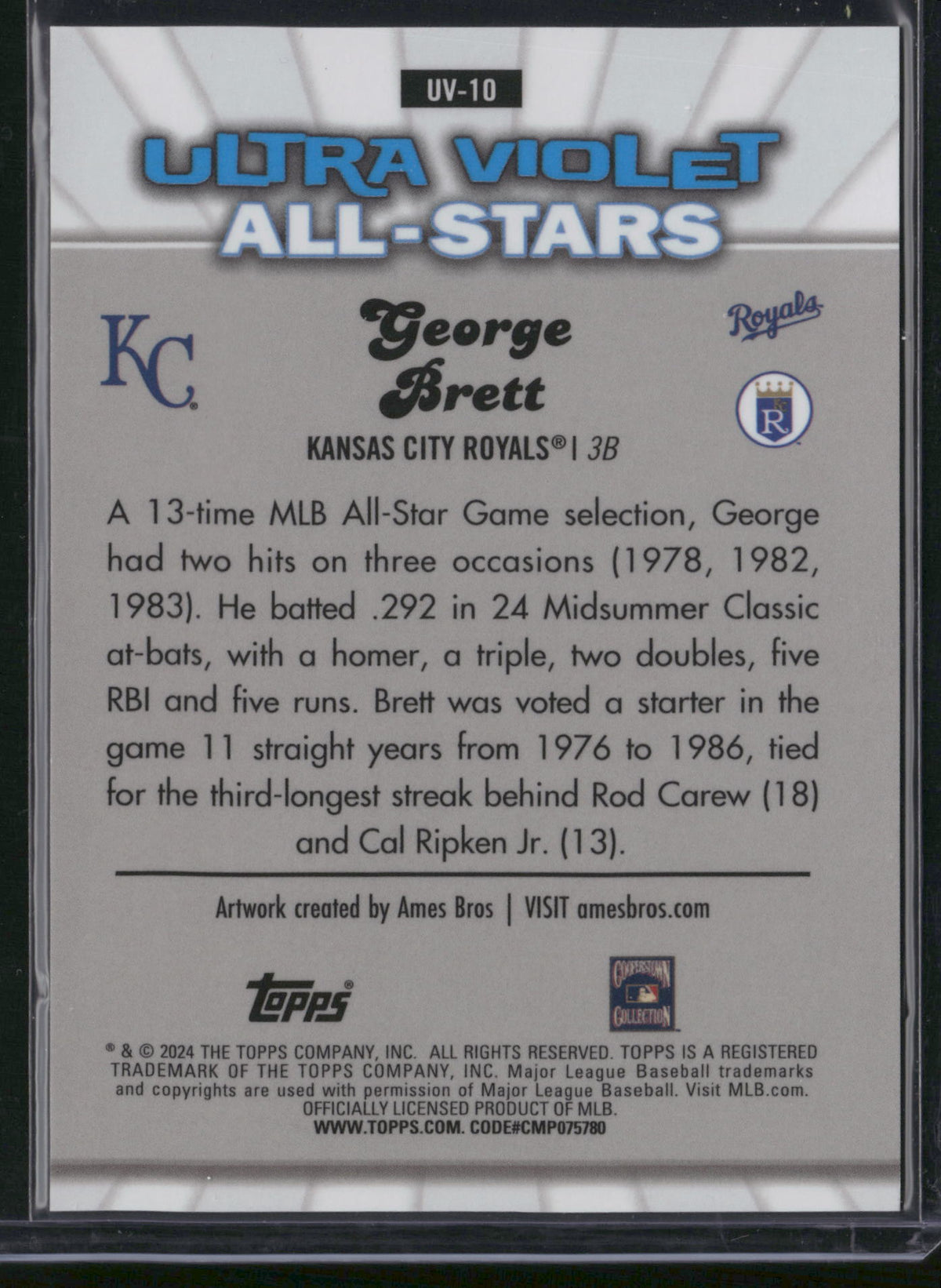 George Brett 2024 Topps Chrome Ultra Violet All-Stars #UV-10 Green Refractor /99