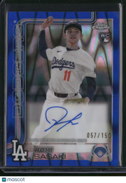 Roki Sasaki 2025 Topps Chrome #RA-ROKI Blue RayWave /150 RC