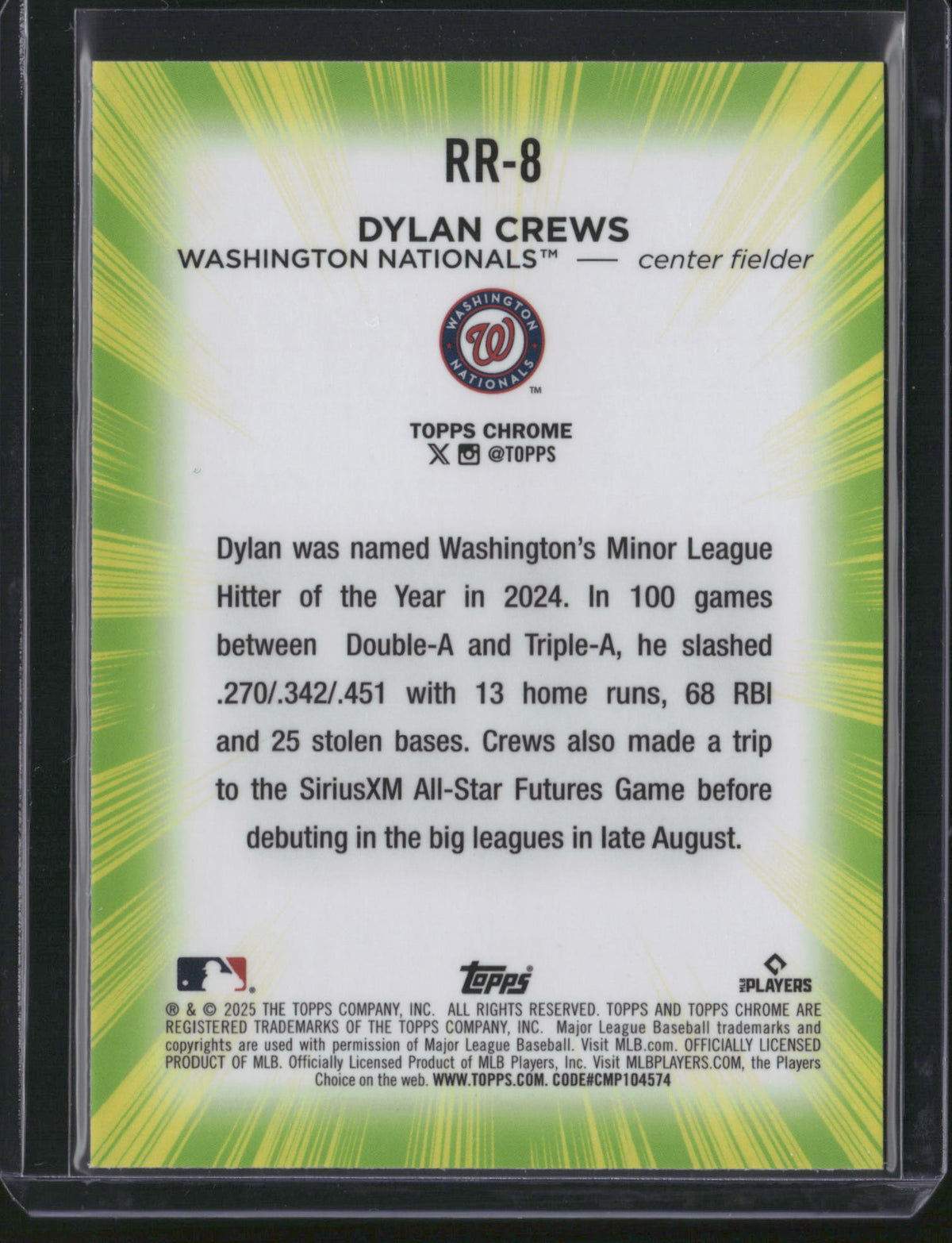 Dylan Crews 2025 Topps Chrome Radiating Rookies #RR-8 RC