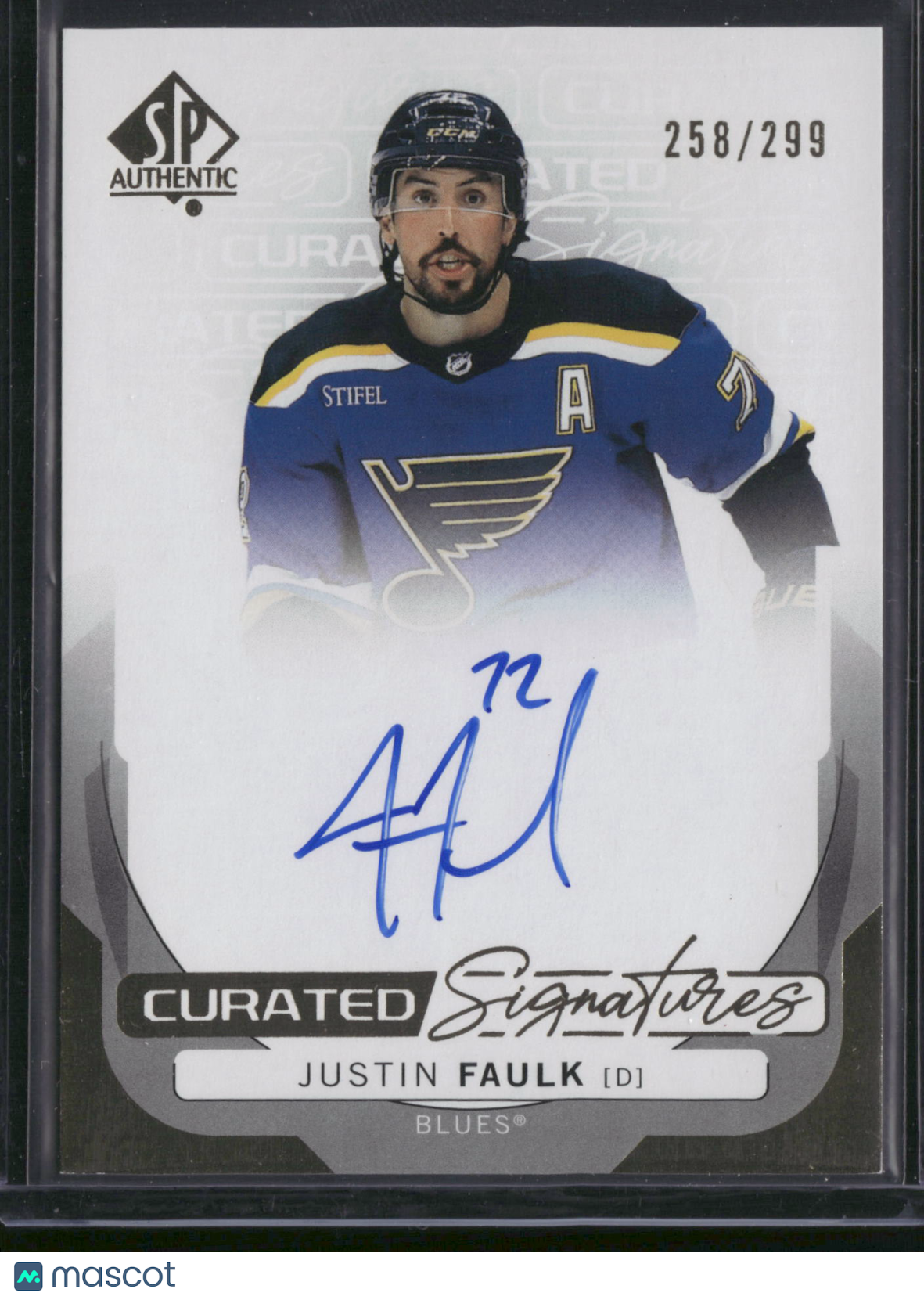 Justin Faulk 2025 Upper Deck SP Authentic Curated Signatures #SPC-JF /299