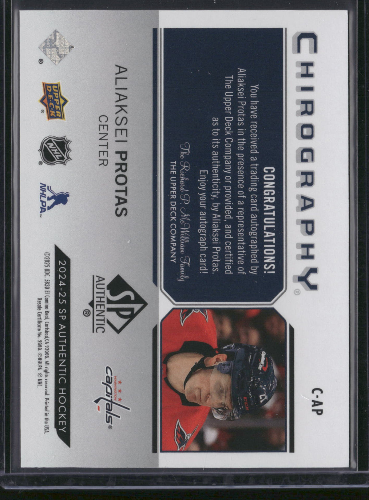 Aliaksei Protas 2024 Upper Deck SP Authentic Chirography #C-AP