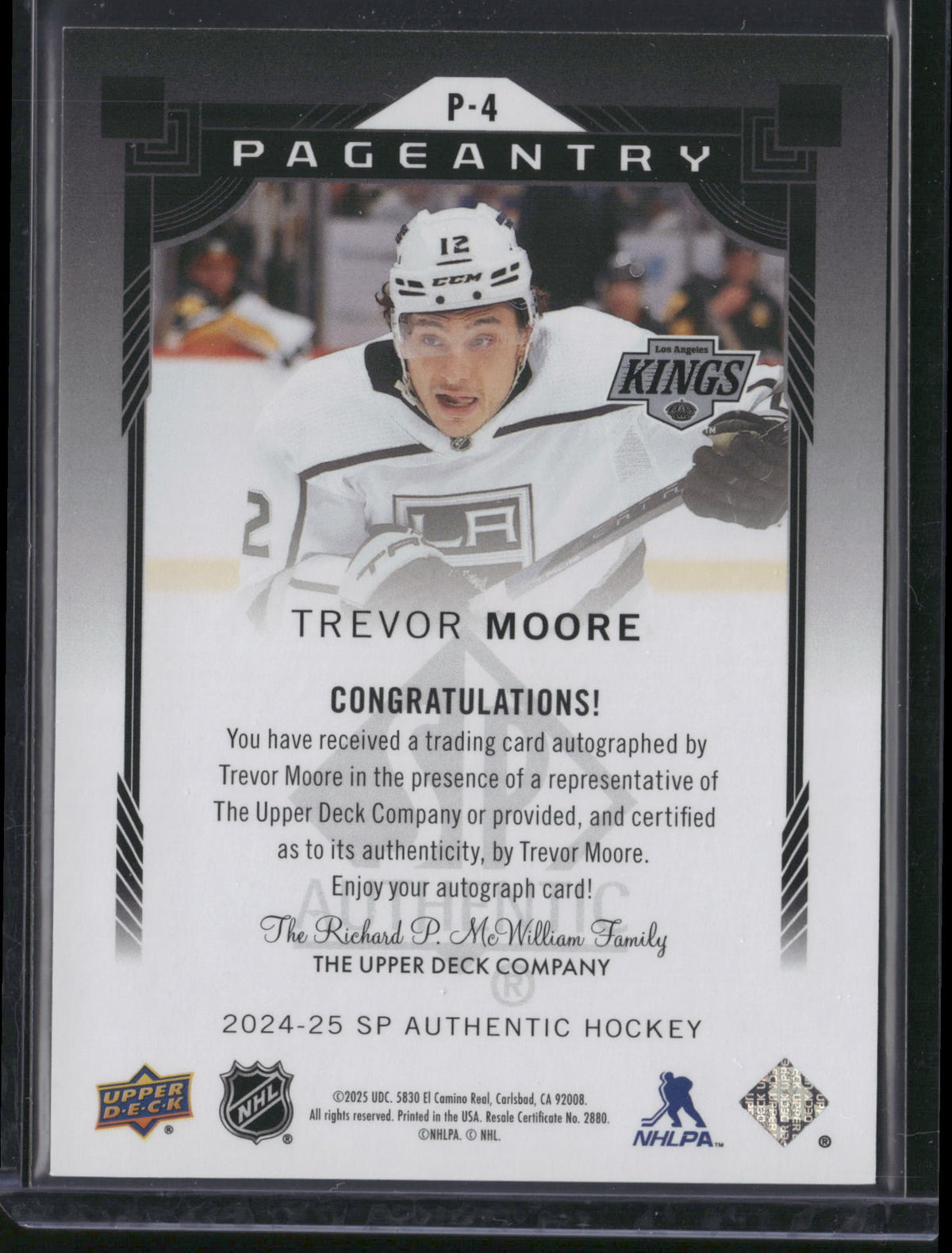 Trevor Moore 2024 Upper Deck SP Authentic Pageantry #P-4