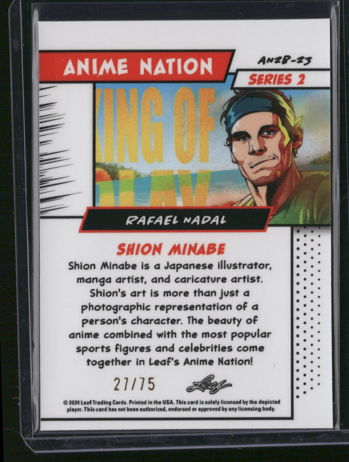 Rafael Nadal 2024 Leaf Anime Nation Series 2 #AN2B-23 /75