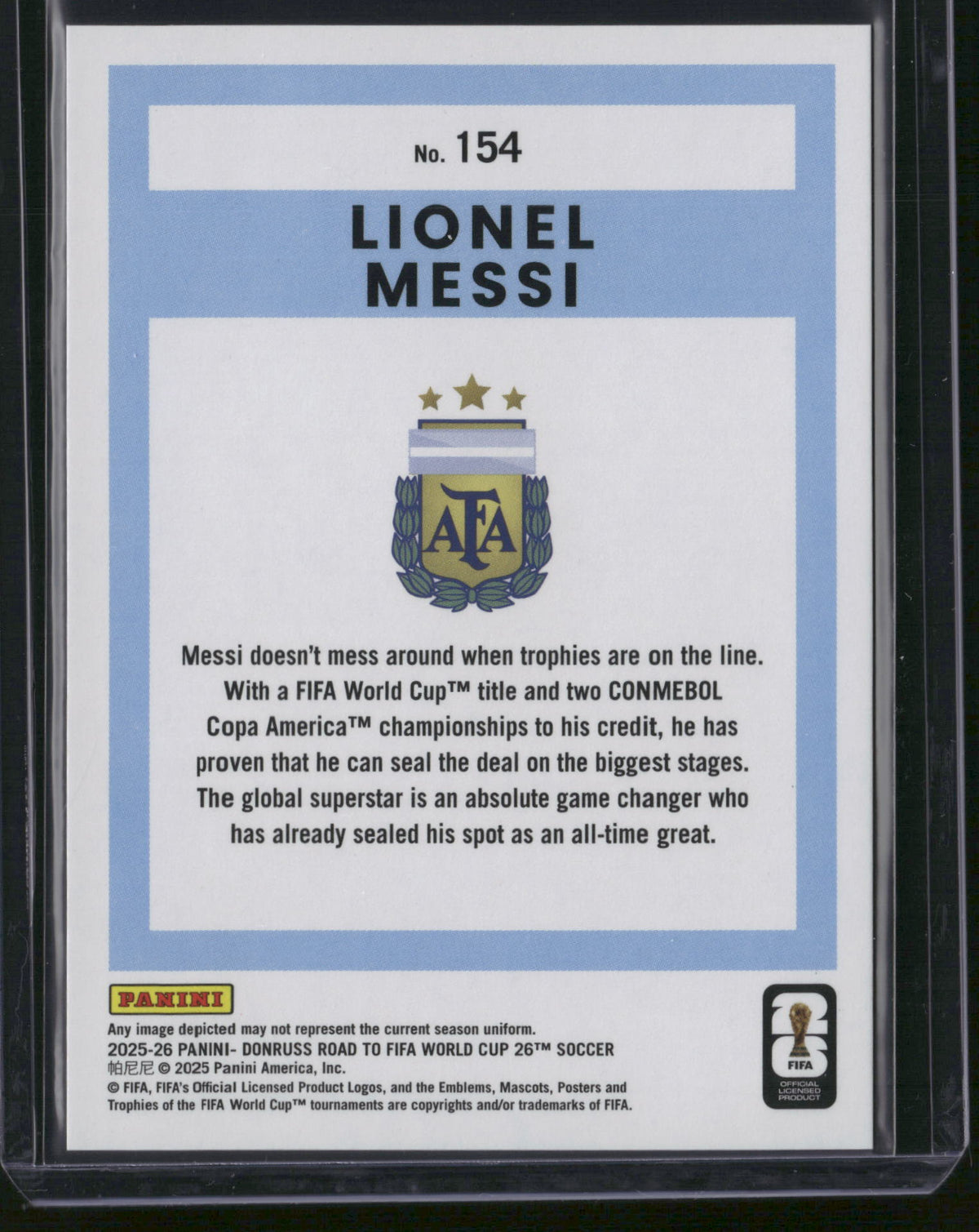 Lionel Messi 2025 Panini Donruss Road to FIFA World Cup 26 #154 Red /20