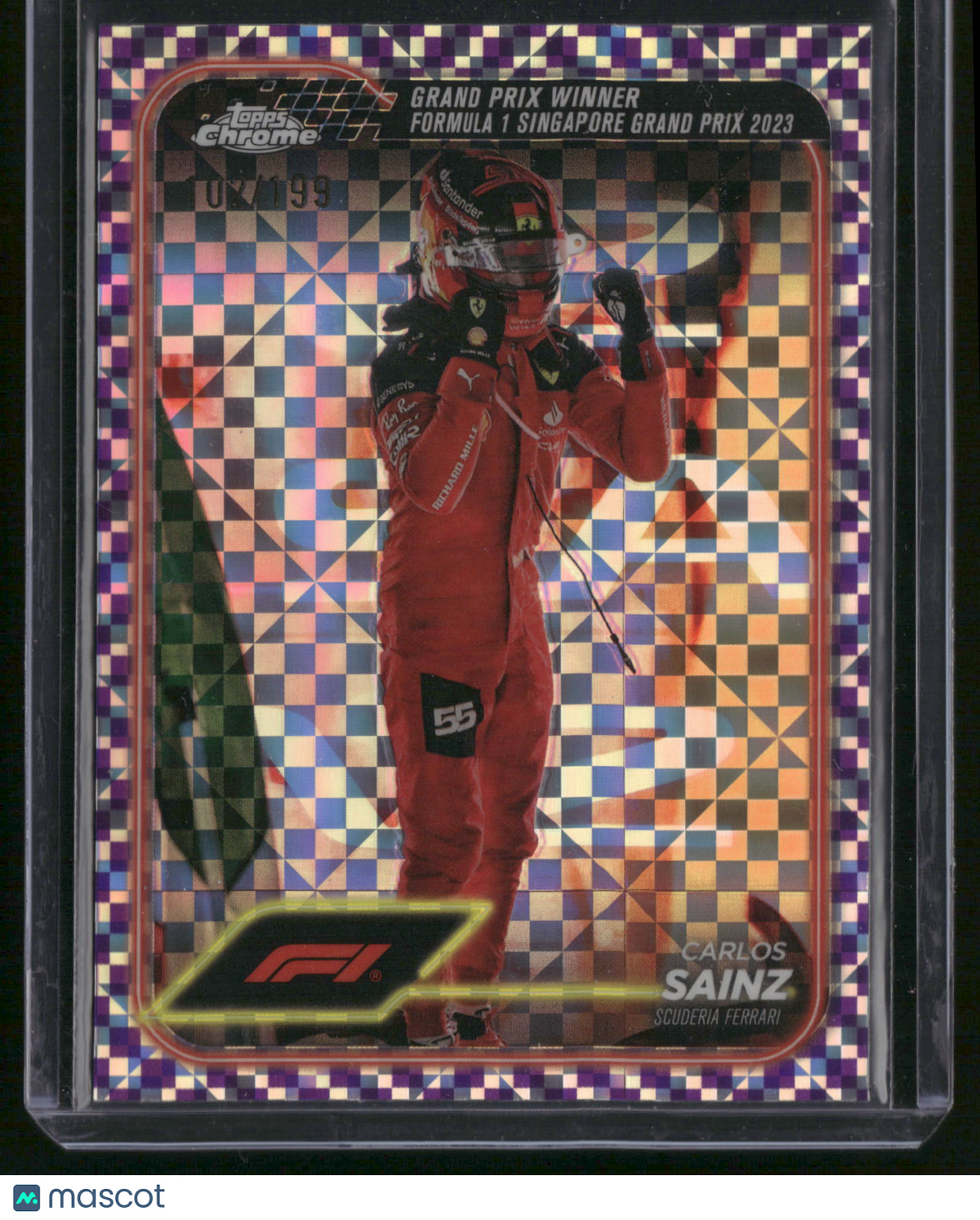 Carlos Sainz 2024 Topps Chrome Formula 1 #147 Purple Checkerboard Refractor /199
