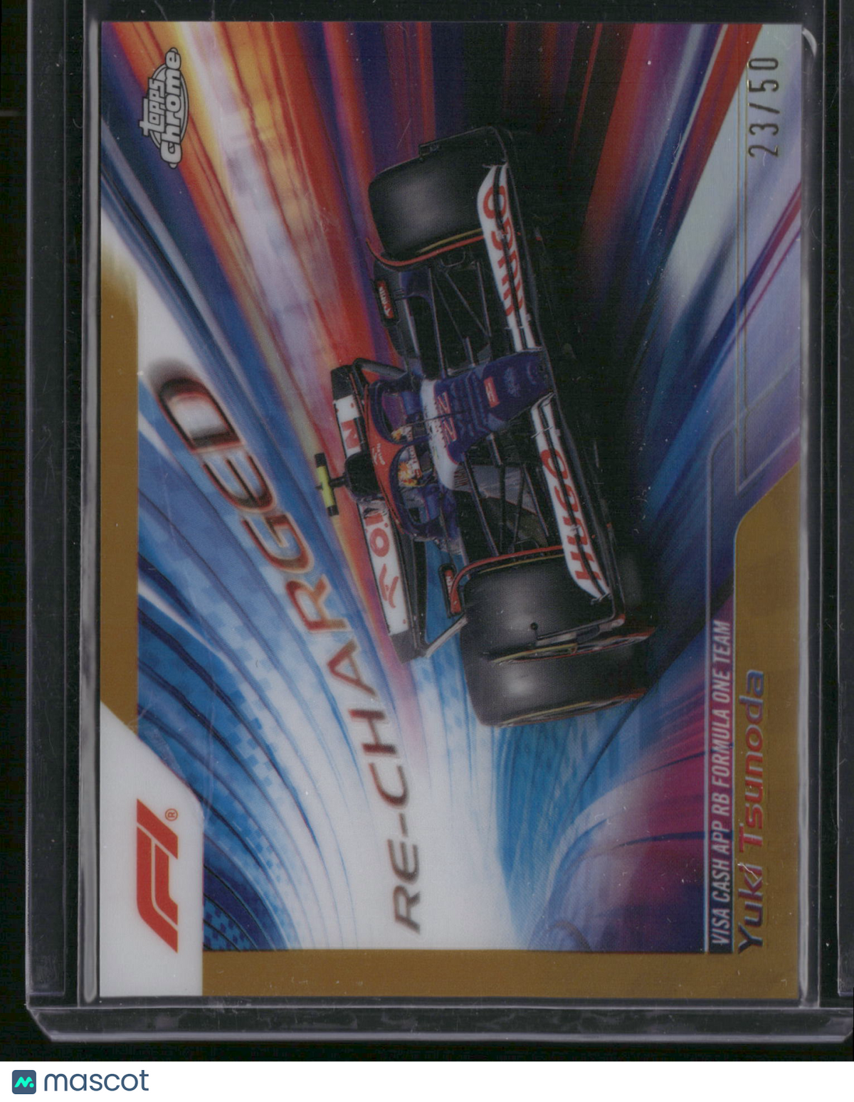 Yuki Tsunoda 2024 Topps Chrome F1 Re-Charged #RECH-17 Gold Refractor /50