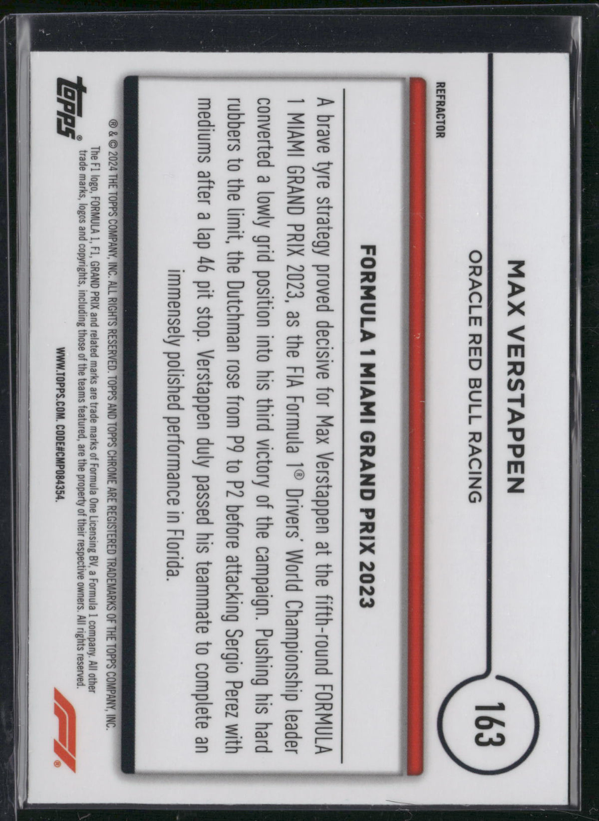 Max Verstappen 2024 Topps Chrome Formula 1 #163 Refractor