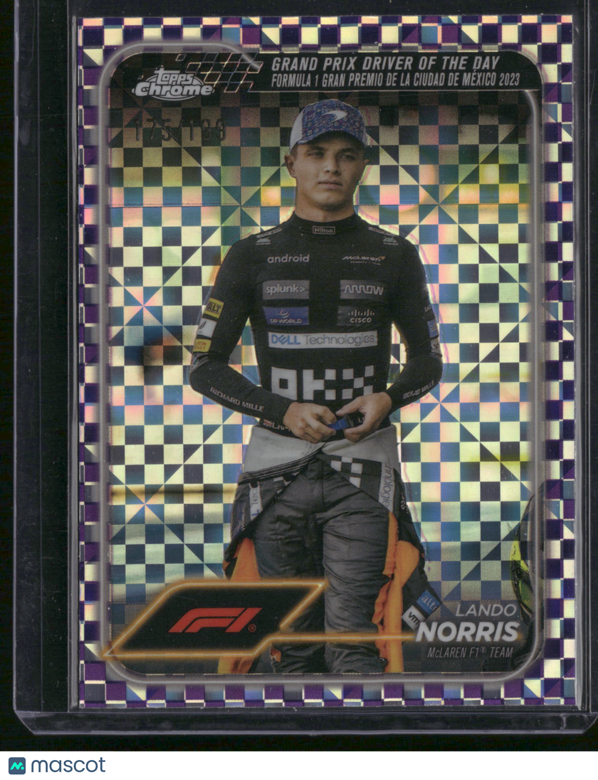 Lando Norris 2024 Topps Chrome Formula 1 #177 Purple Checkerboard Refractor
