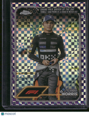 Lando Norris 2024 Topps Chrome Formula 1 #177 Purple Checkerboard Refractor