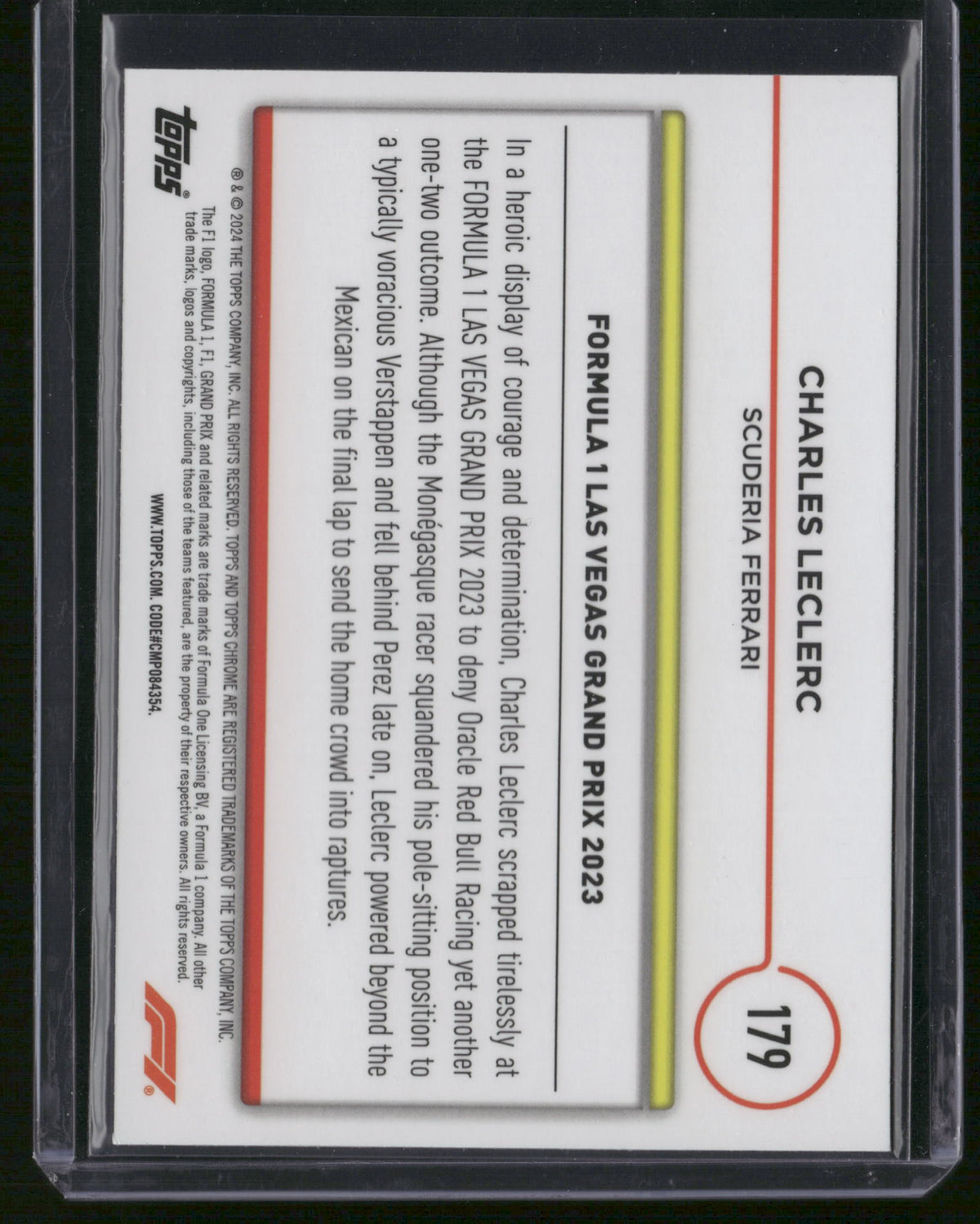 Charles Leclerc 2024 Topps Chrome Formula 1 #179 Purple Checkerboard Refractor /199