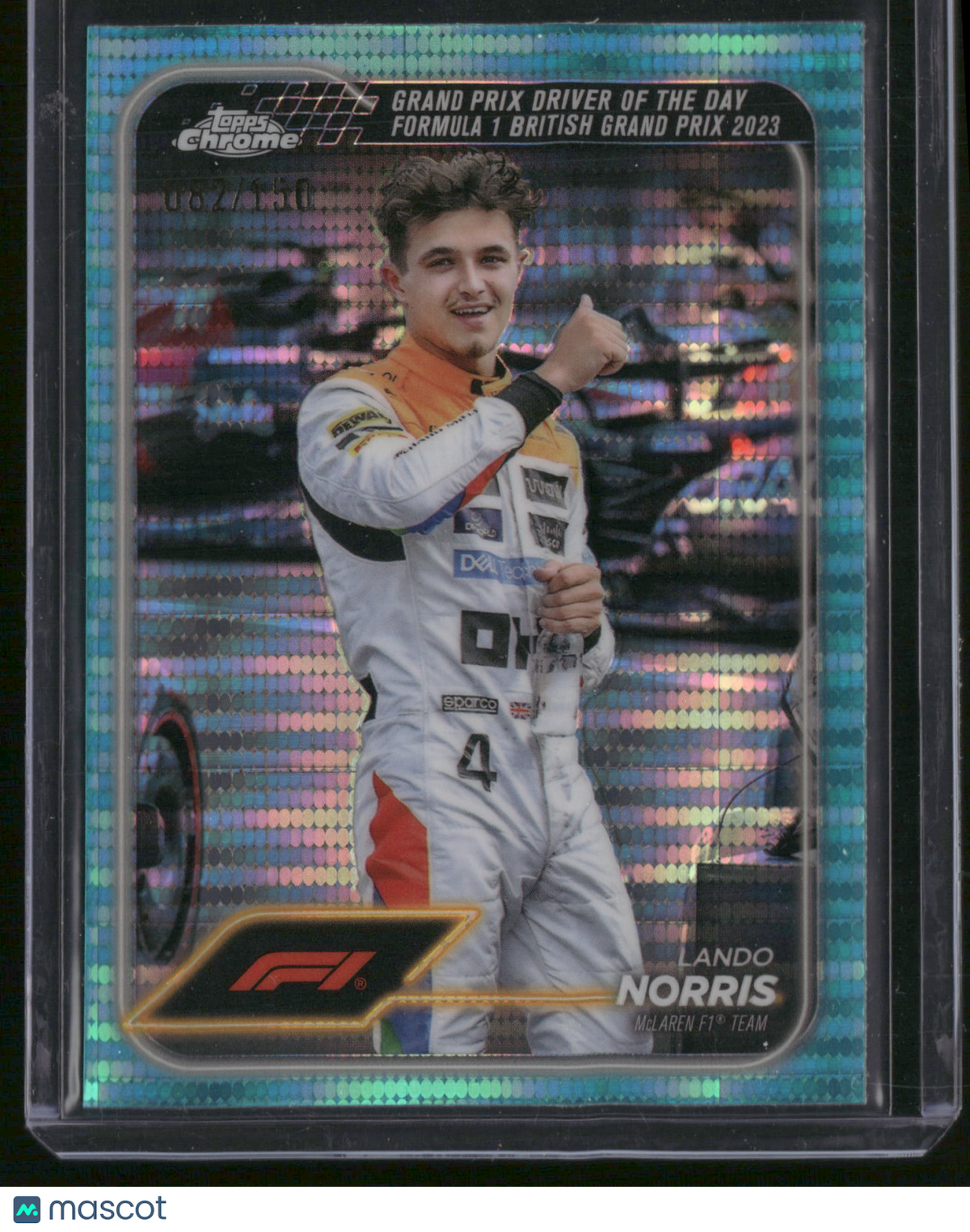 Lando Norris 2024 Topps Chrome Formula 1 #168 Aqua Mini-Diamond Refractor /150