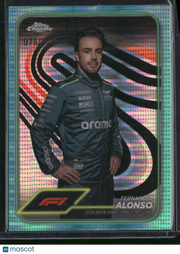 Fernando Alonso 2024 Topps Chrome Formula 1 #11 Green Mini-Diamond Refractor