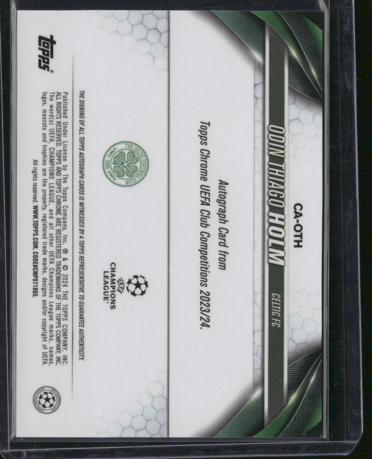 Odin Thiago Holm 2024 Topps Chrome UEFA Club Competitions #CA-OTH Blue Sapphire Prism RC