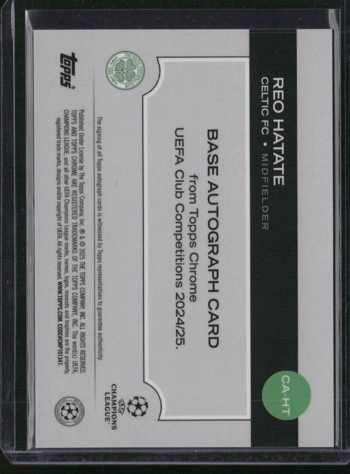 Reo Hatate 2025 Topps Chrome UEFA Club Competitions #CA-HT Green