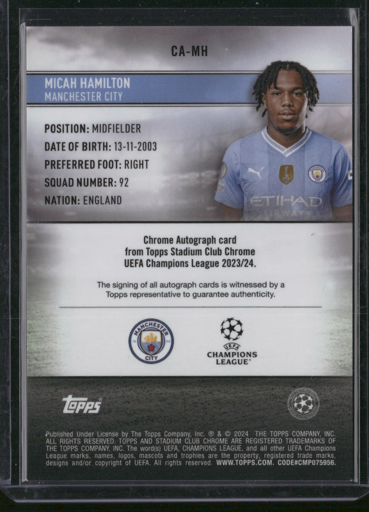 Micah Hamilton 2024 Topps Stadium Club Chrome #CA-MH RC