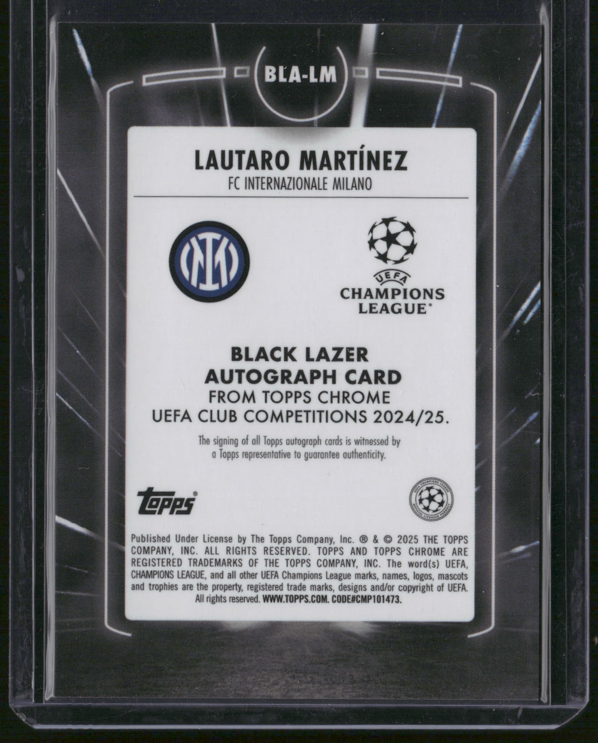 Lautaro Martínez 2025 Topps Chrome UEFA Club Competitions #BLA-LM Black Lazer /50