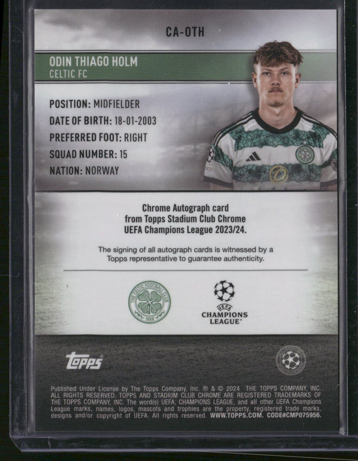 Odin Thiago Holm 2024 Topps Stadium Club Chrome #CA-OTH RC