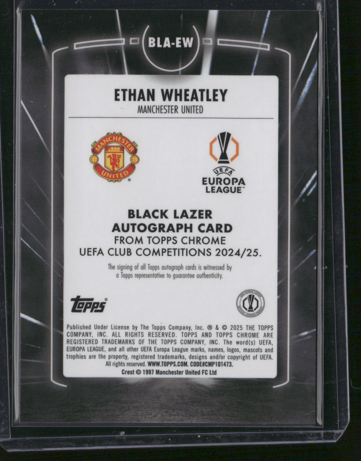Ethan Wheatley 1997 Topps Chrome UEFA Club Competitions #BLA-EW Black Lazer RC