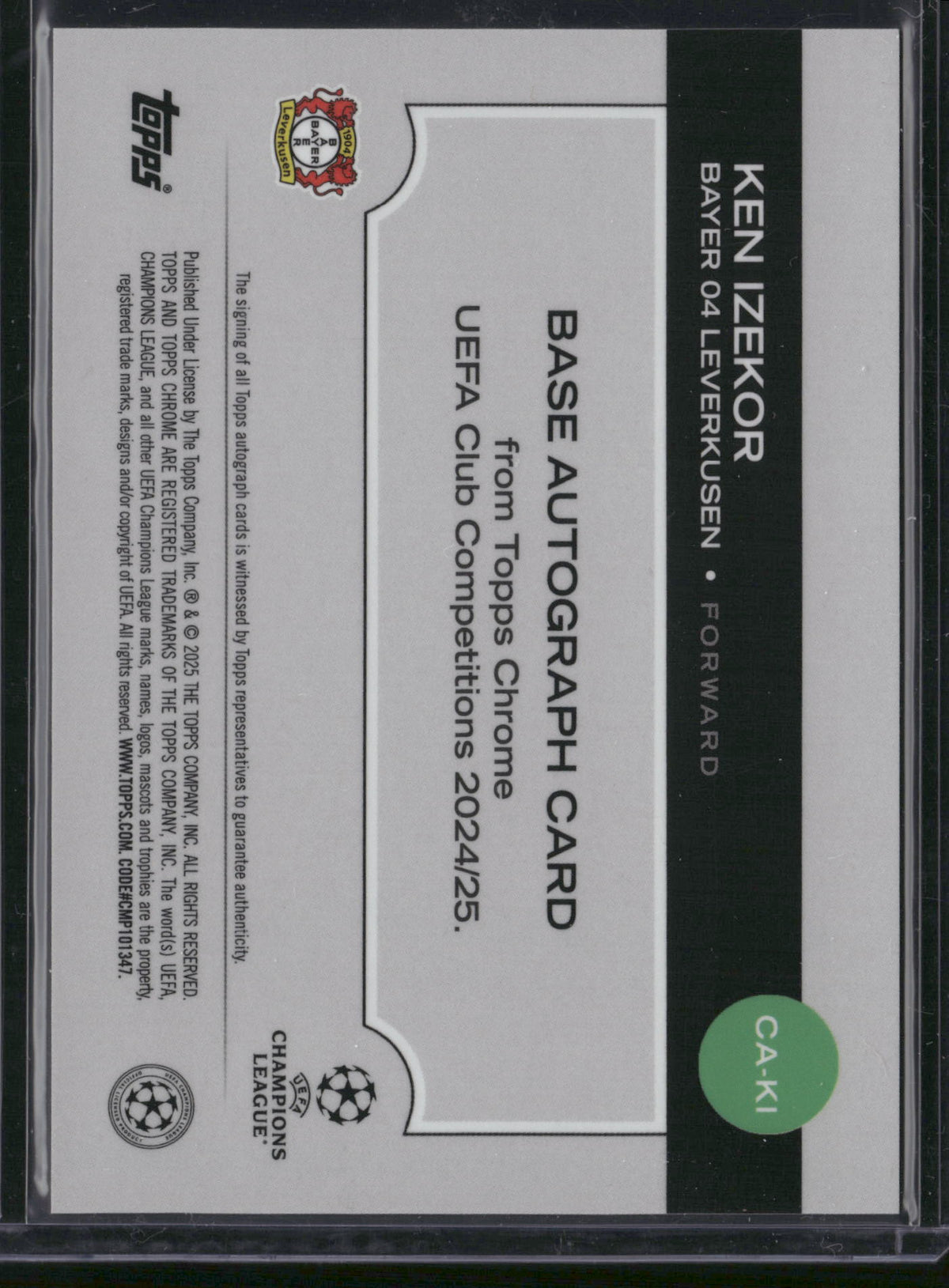 Ken Izekor 2025 Topps Chrome UEFA Club Competitions #CA-KI RC