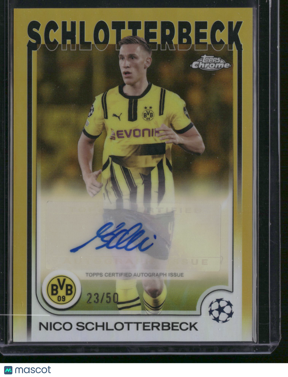 Nico Schlotterbeck 2025 Topps Chrome UEFA Club Competitions #CA-NS Gold Refractor /50