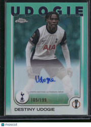 Destiny Udogie 2025 Topps Chrome UEFA Club Competitions #CA-DU Aqua Refractor /199