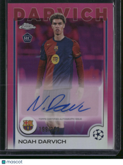 Noah Darvich 2025 Topps Chrome UEFA Club Competitions #CA-ND Pink /250 RC