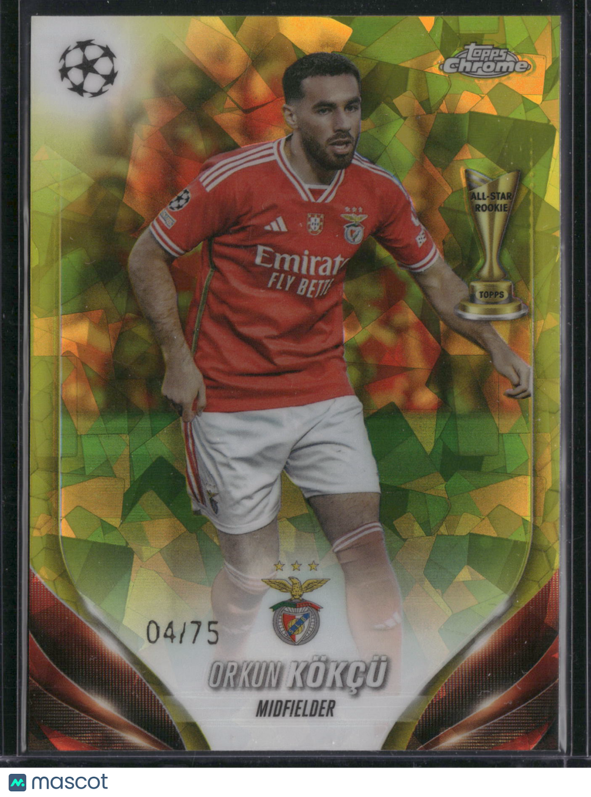 Orkun Kökçü 2024 Topps Chrome UEFA  #188 Yellow Geometric /75 All-Star Rookie