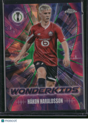 Hákon Haraldsson 2024 Topps Chrome UEFA Wonderkids #WK-5 Green Prism /99