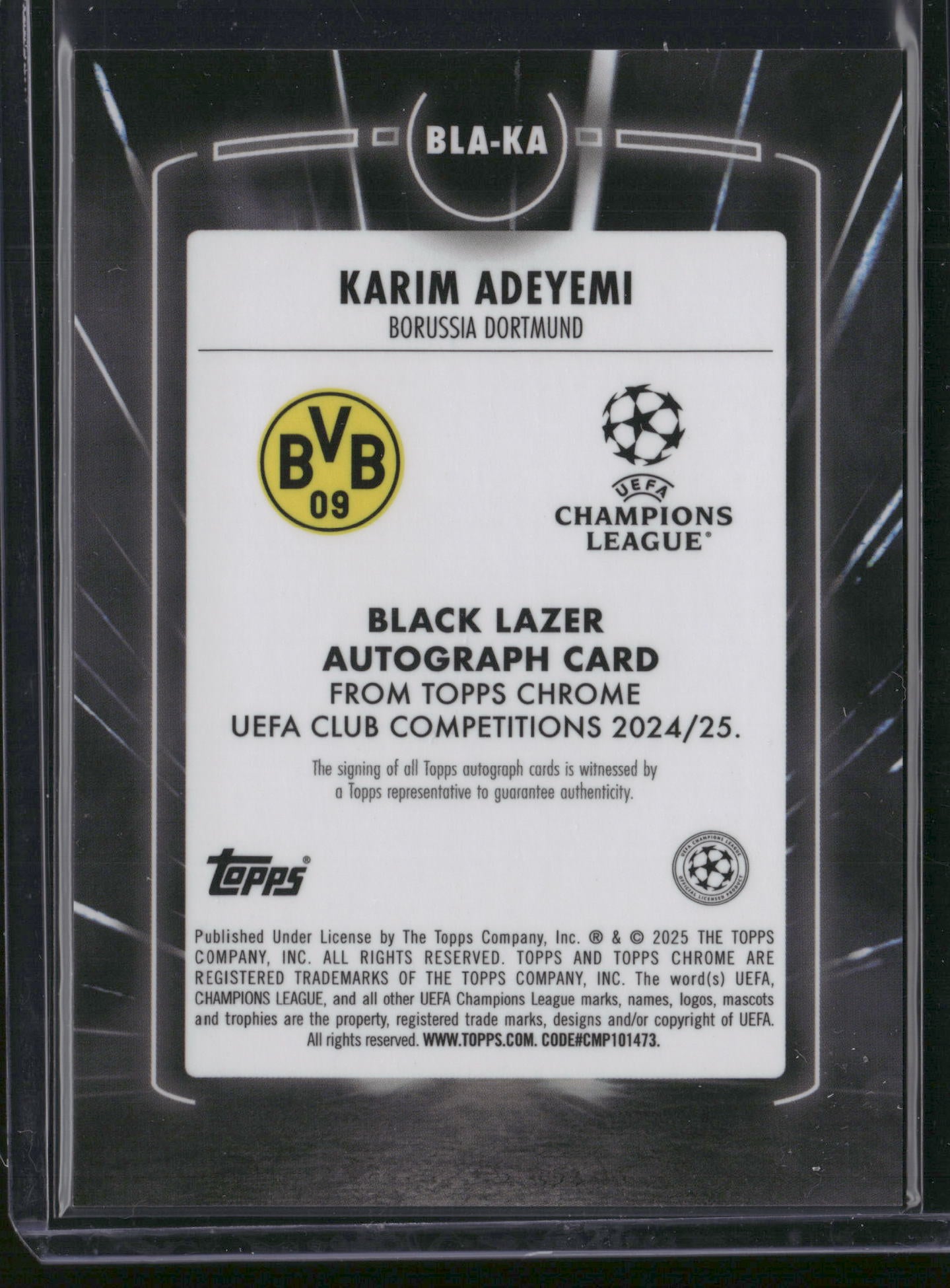 Karim Adeyemi 2025 Topps Chrome UEFA Club Competitions #BLA-KA Black Lazer