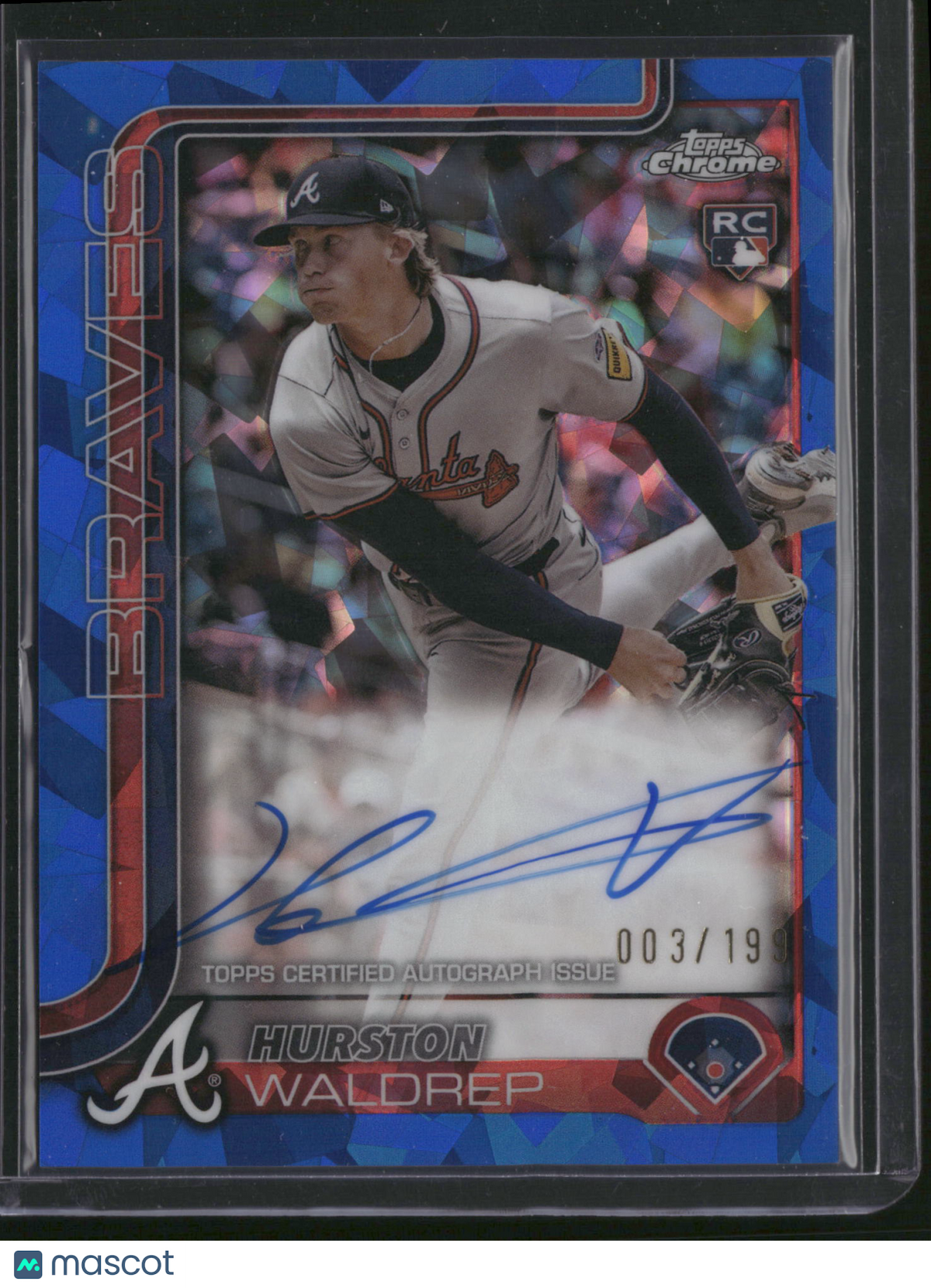 Hurston Waldrep 2025 Topps Chrome #USA-HW Blue Logofractor /199 RC