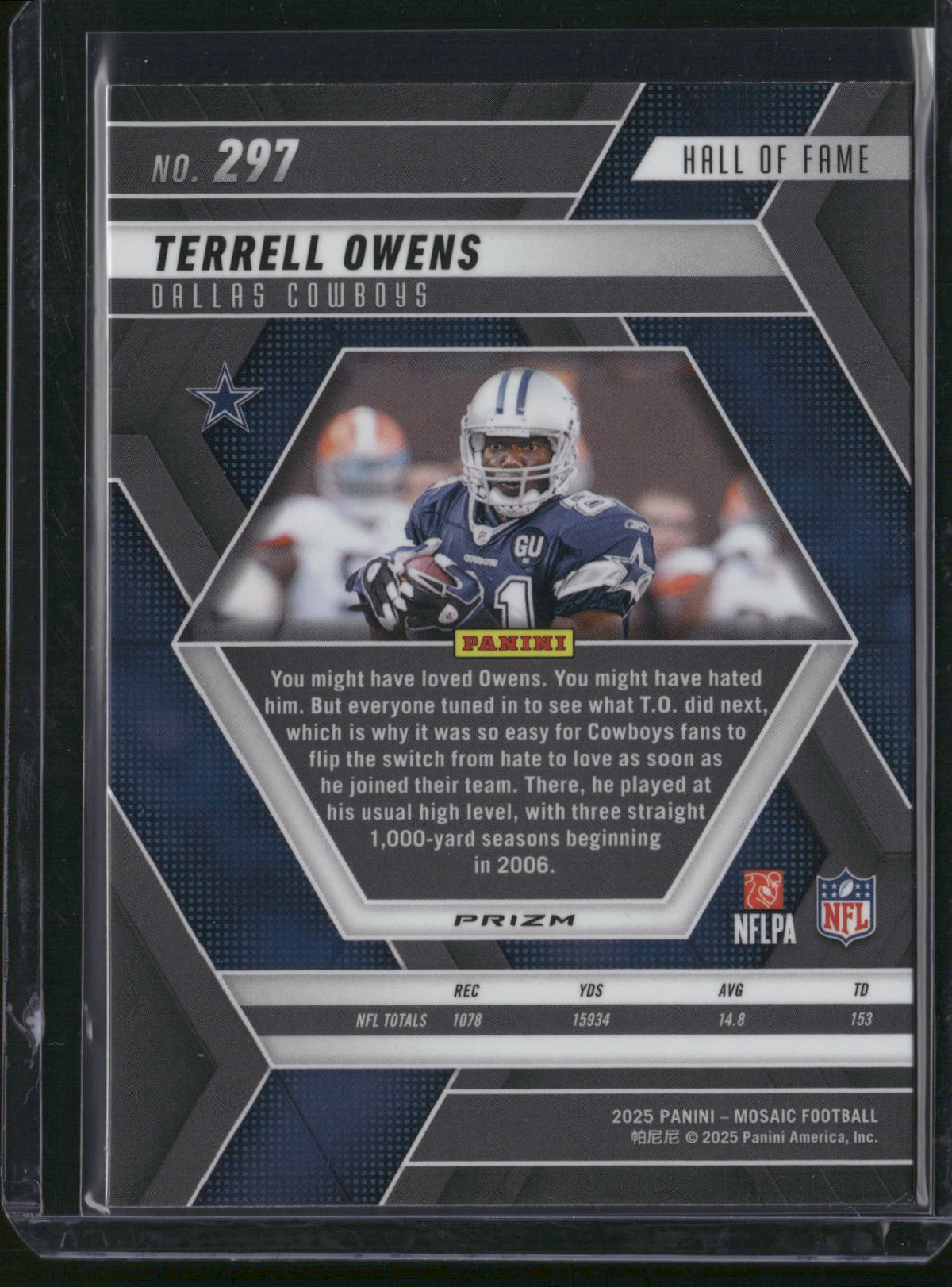 Terrell Owens 2025 Panini Mosaic Prizm Hall of Fame #297 Genesis