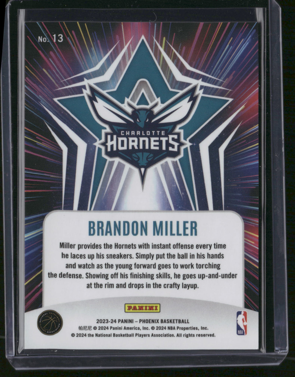 Brandon Miller 2024 Panini Phoenix Shooting Stars #13 RC