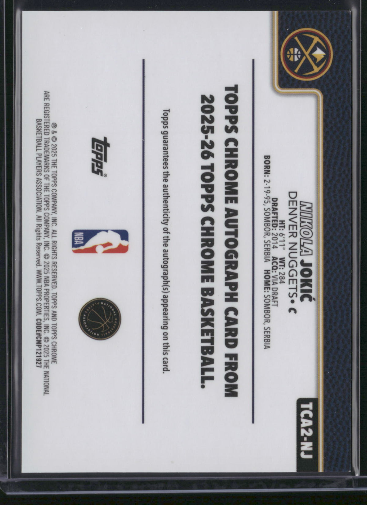 Nikola Jokic 2025 Topps Chrome #TCA2-NJ Orange Refractor /25