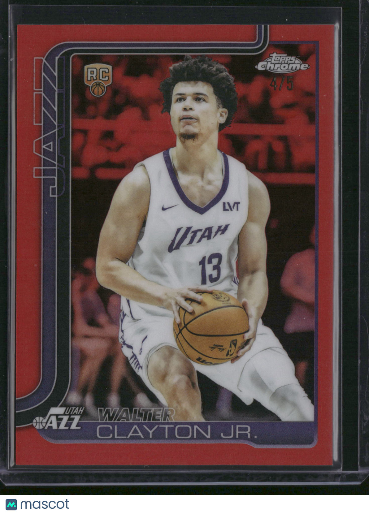 Walter Clayton Jr. 2025 Topps Chrome #268 True Red /5 Refractor RC Grizzlies