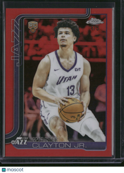 Walter Clayton Jr. 2025 Topps Chrome #268 True Red /5 Refractor RC Grizzlies