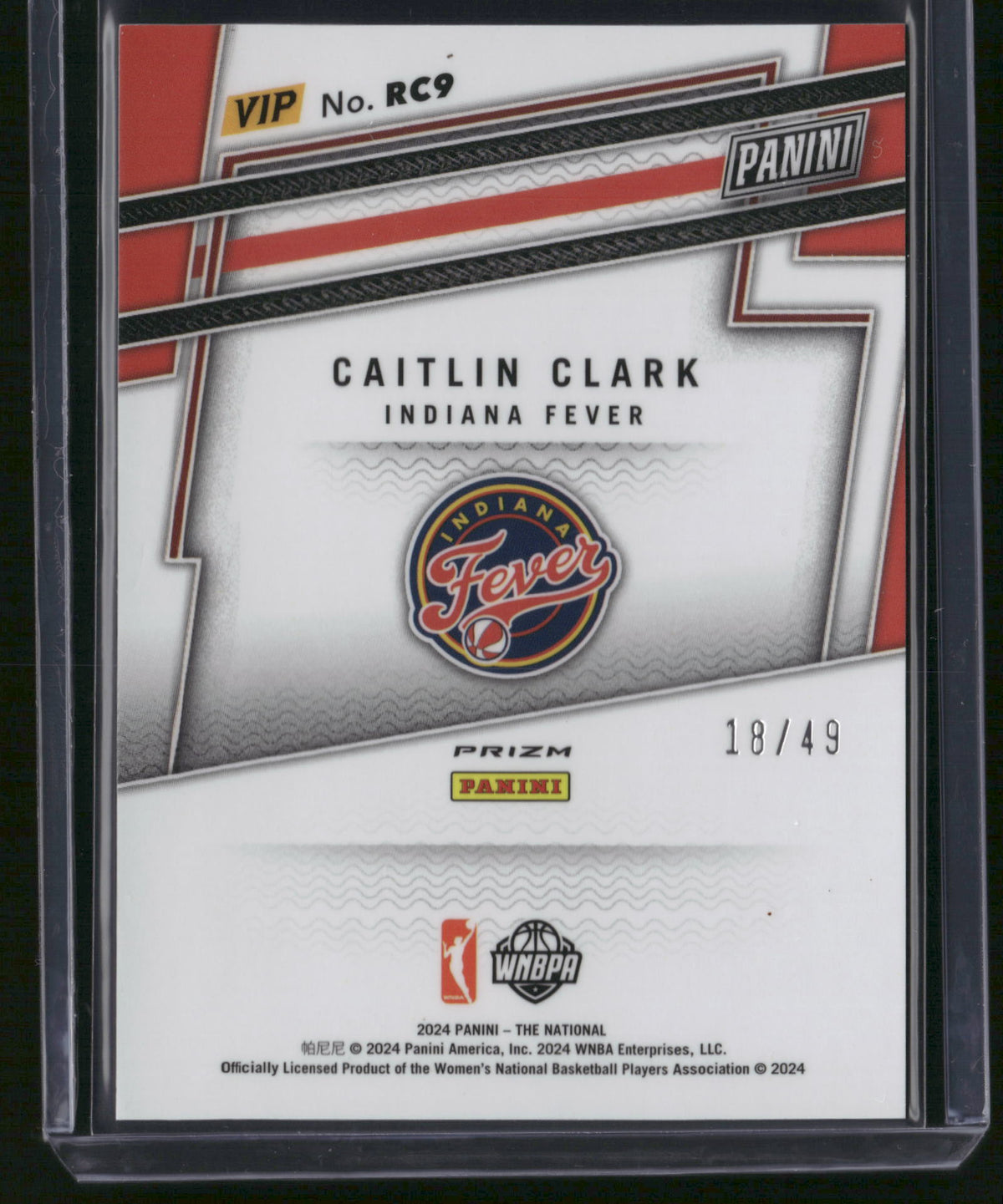 Caitlin Clark 2024 Panini Prizm The National VIP #RC9 Purple Mosaic /49 RC