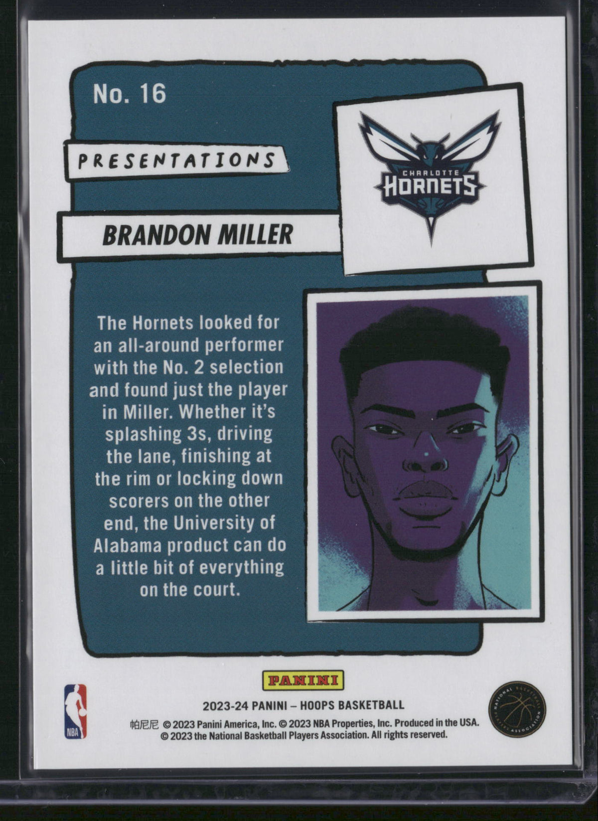 Brandon Miller 2023 Panini NBA Hoops Presentations #16