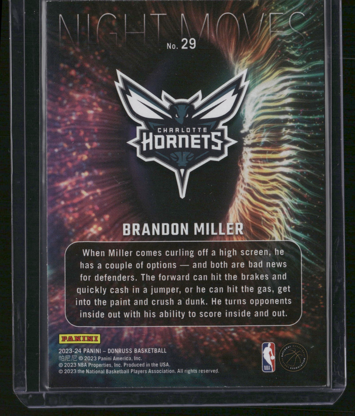 Brandon Miller 2023 Panini Donruss Night Moves #29 RC