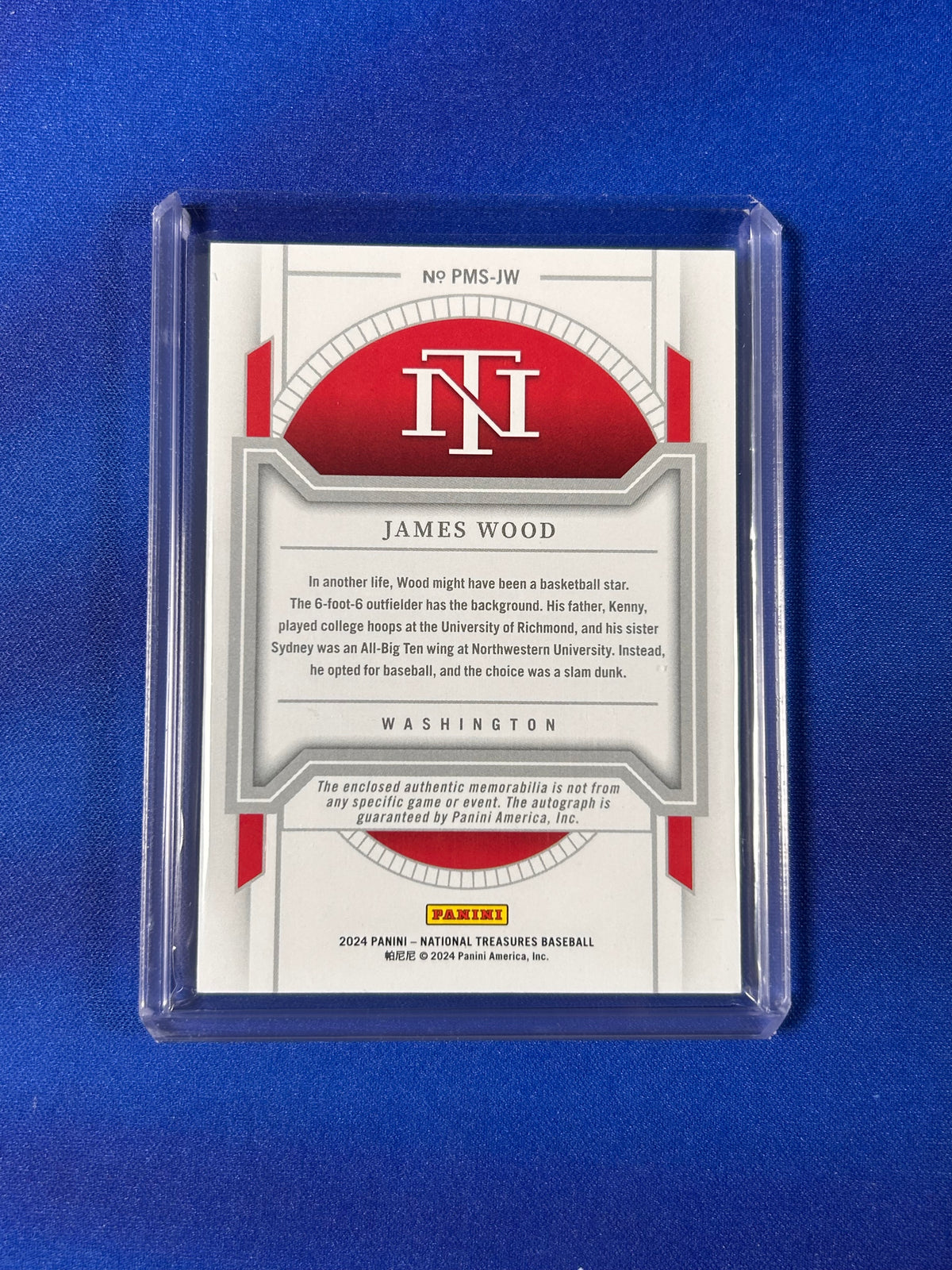 James Wood 2024 Panini National Treasures #PMS-JW /49 Patch Memorabilia