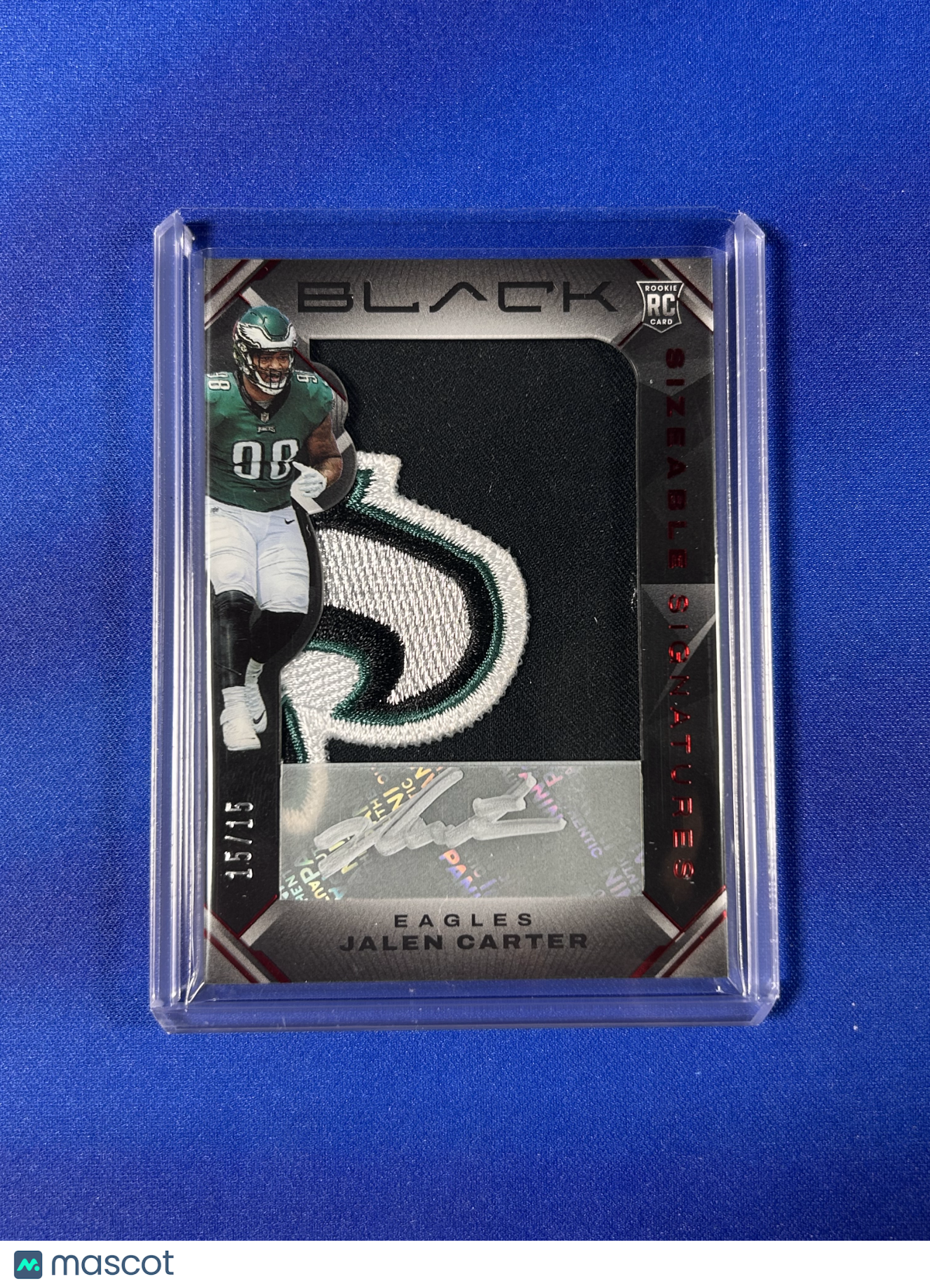 Jalen Carter 2023 Panini Black  #SSRJ-8 /15 RC RPA Patch Auto Eagles Logo