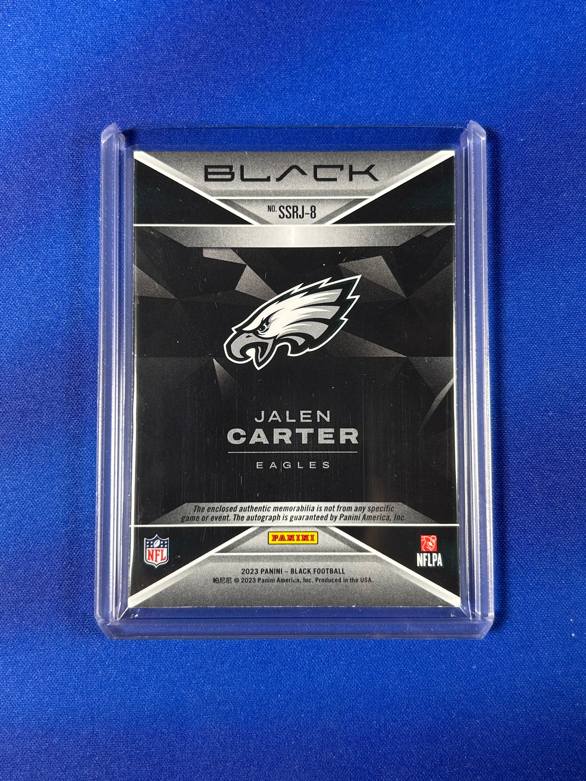 Jalen Carter 2023 Panini Black  #SSRJ-8 /15 RC RPA Patch Auto Eagles Logo