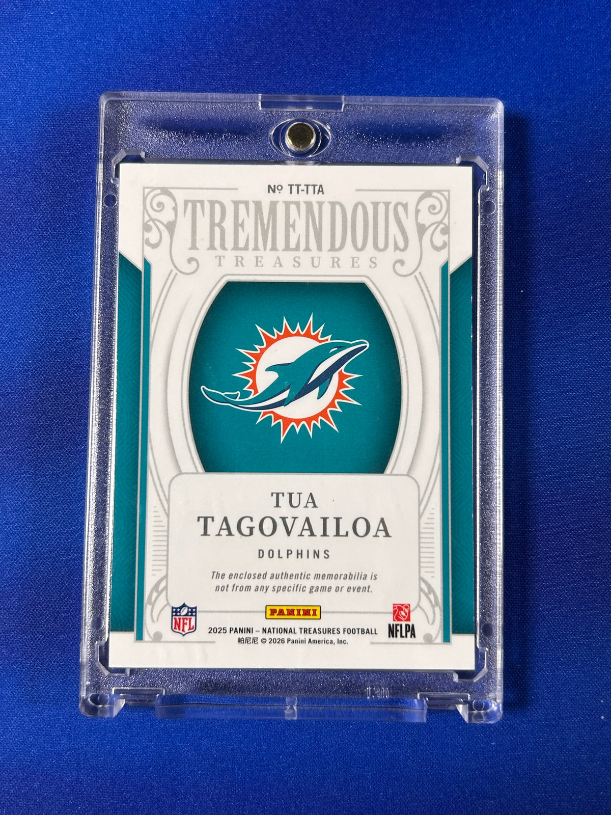 Tua Tagovailoa 2026 Panini National Treasures Tremendous Treasures #TT-TTA Memorabilia NFL Shield Patch
