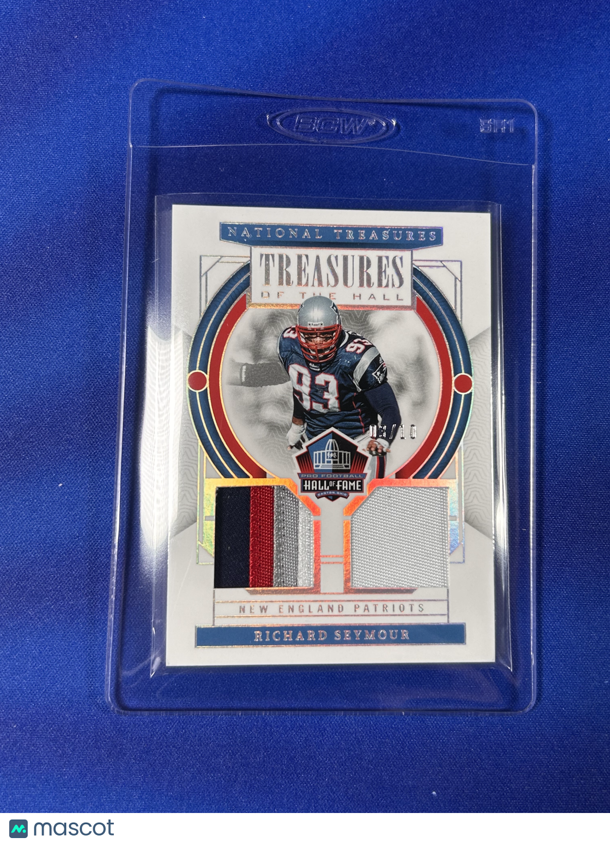 Richard Seymour 2024 Panini National Treasures Treasures of the Hall #TOH-RSE /10 Memorabilia Dual Patch