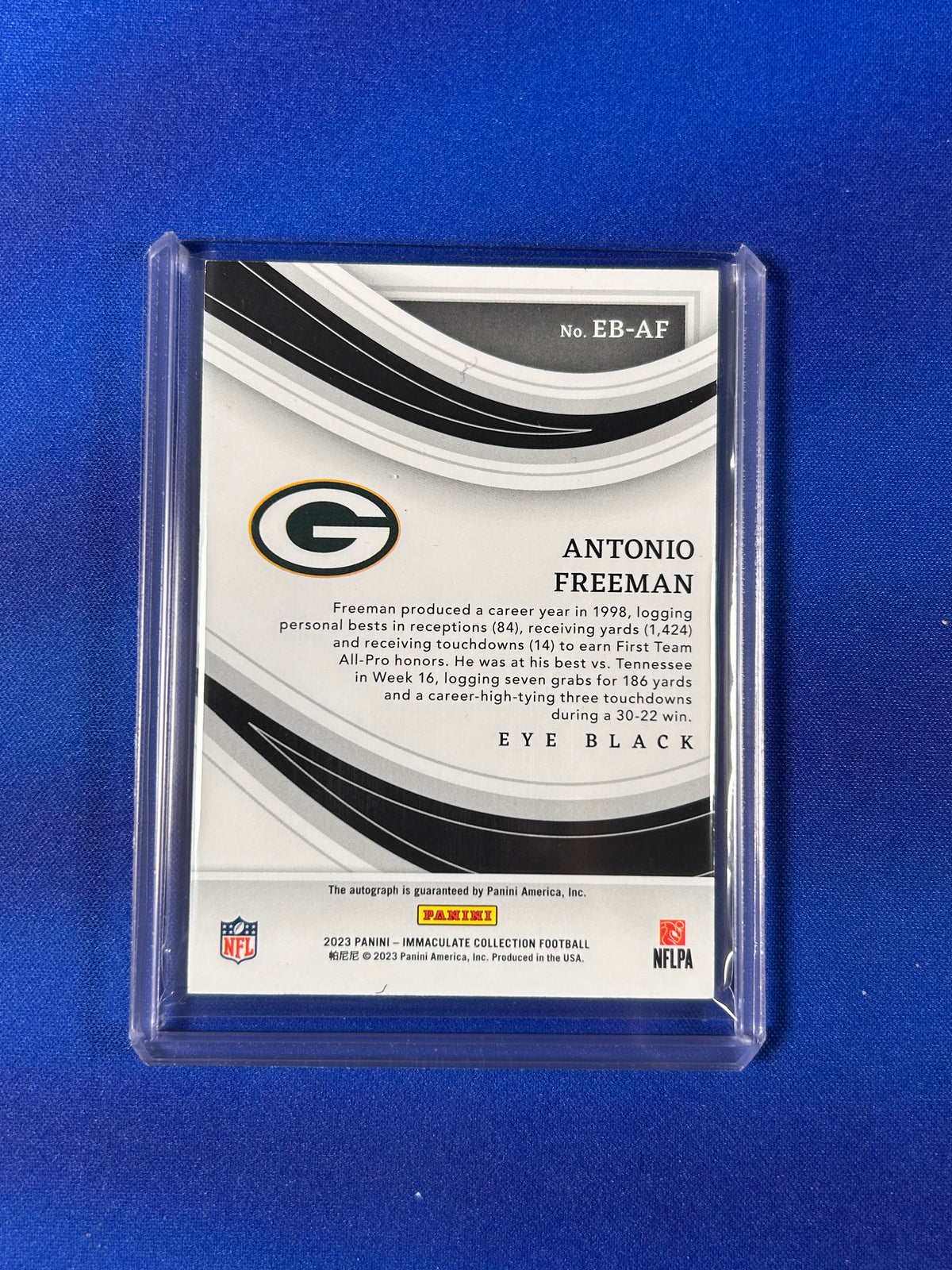 Antonio Freeman 2023 Panini Immaculate Collection Eye Black #EB-AF /49