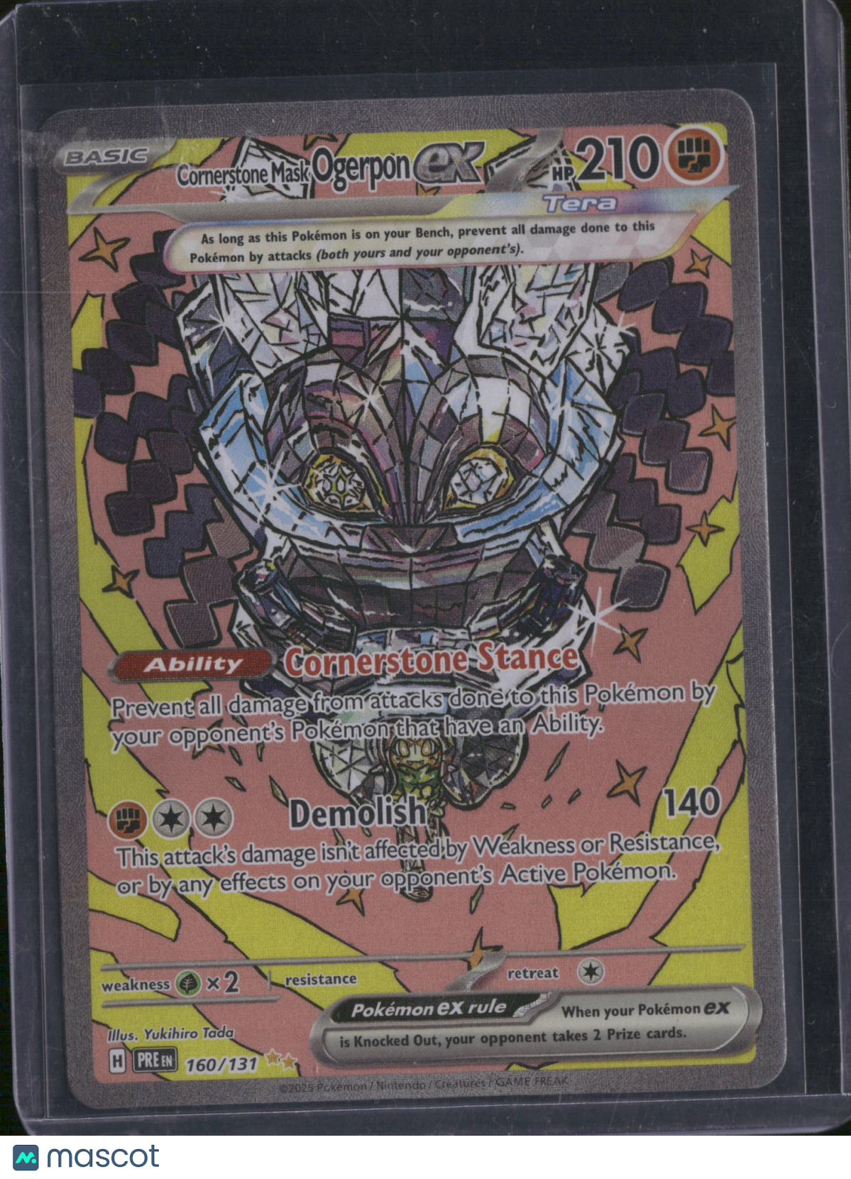 2025 Scarlet & Violet Prismatic Evolutions Cornerstone Mask Ogerpon EX Holo Secret Rare SAR #160/131
