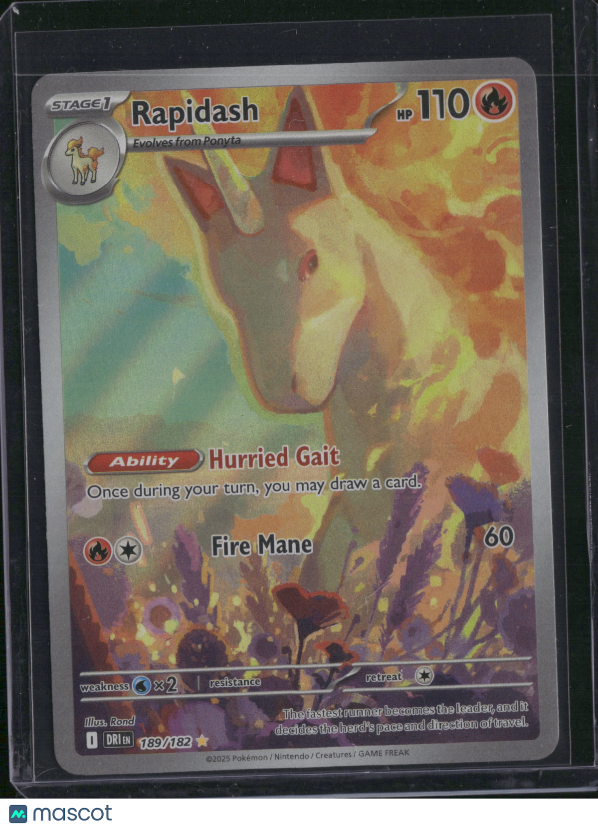 2025 Destined Rivals Rapidash Holo Secret Rare #189/182